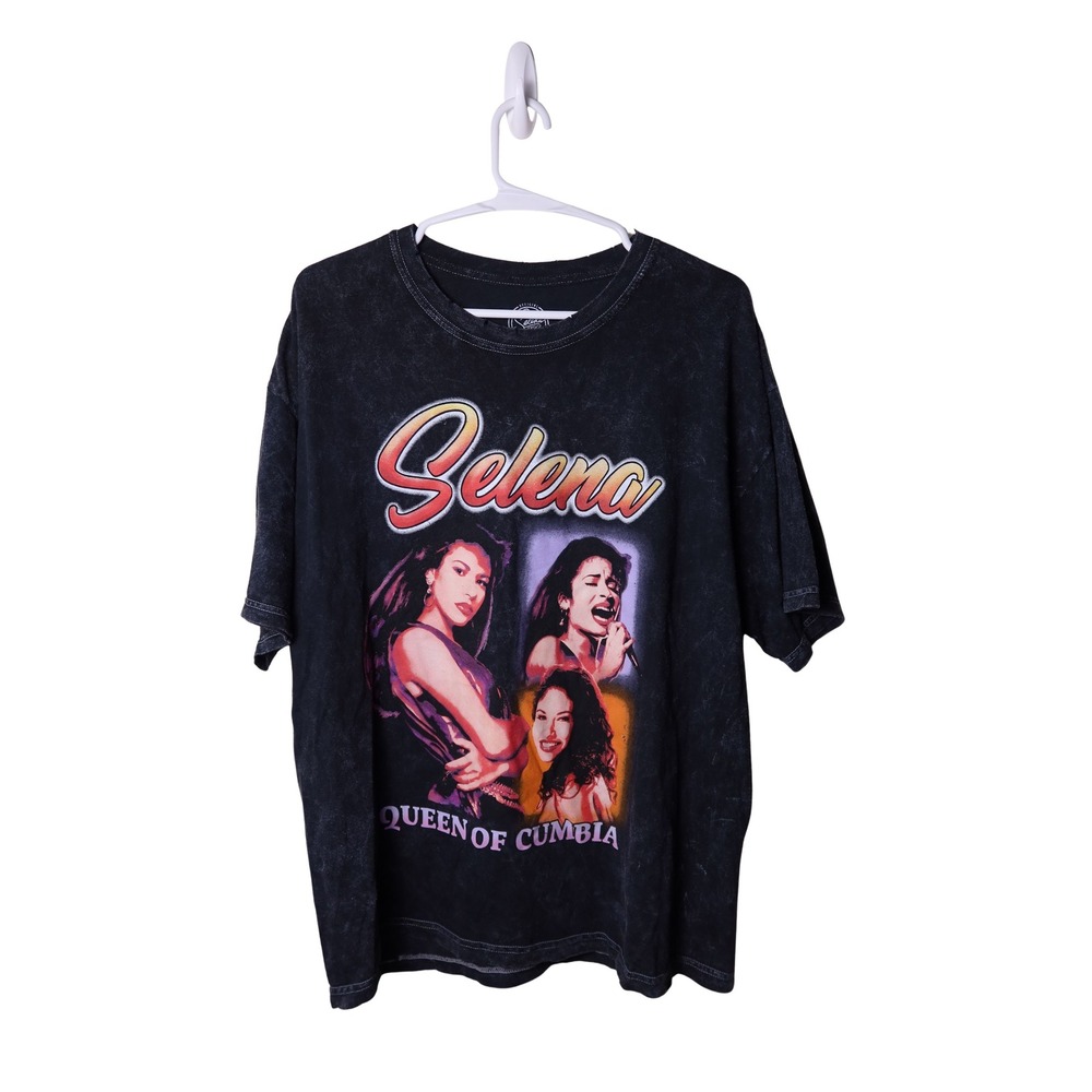 Selena Queen Of Cumbia Graphic T-Shirt Mineral Wash Black XL Excellent
